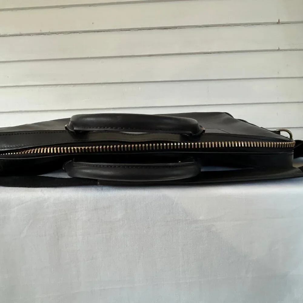 Vintage J.W. Hulme Leather Briefcase Organizer Bag Black Leather Bag Dual Handle